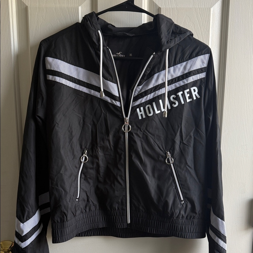Hollister Black and White Hooded Jacket